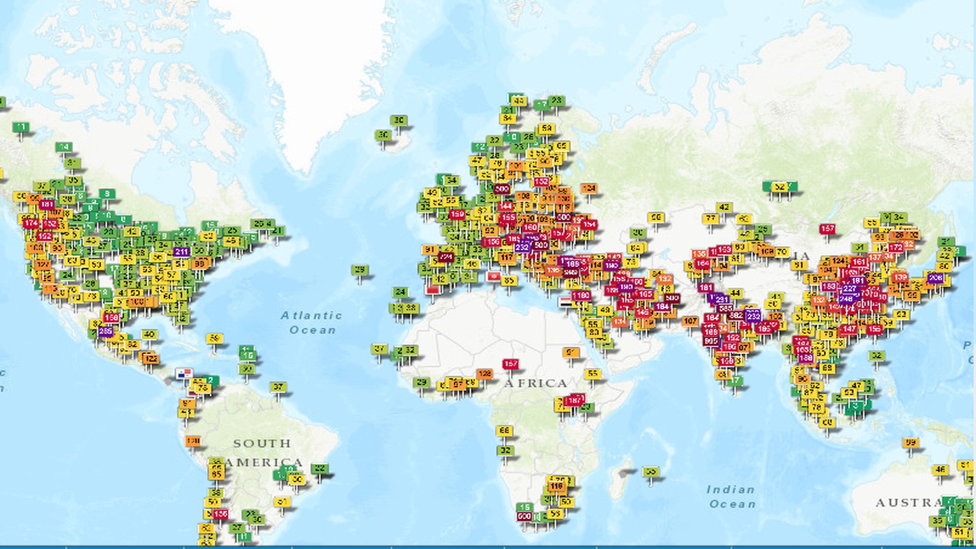 Valósidejű térképen követhető a világ légszennyezettsége