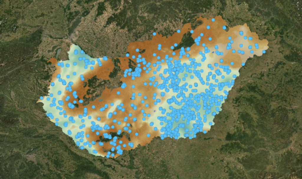 Az Országos Geotermikus Rendszer (OGRe) földtani szintjeit, potenciális rezervoárjait és jelenlegi hévízkútjait mutató térképe