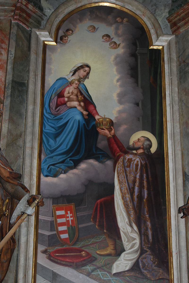 festmény Szent Istvánról és Szűz Máriáról 