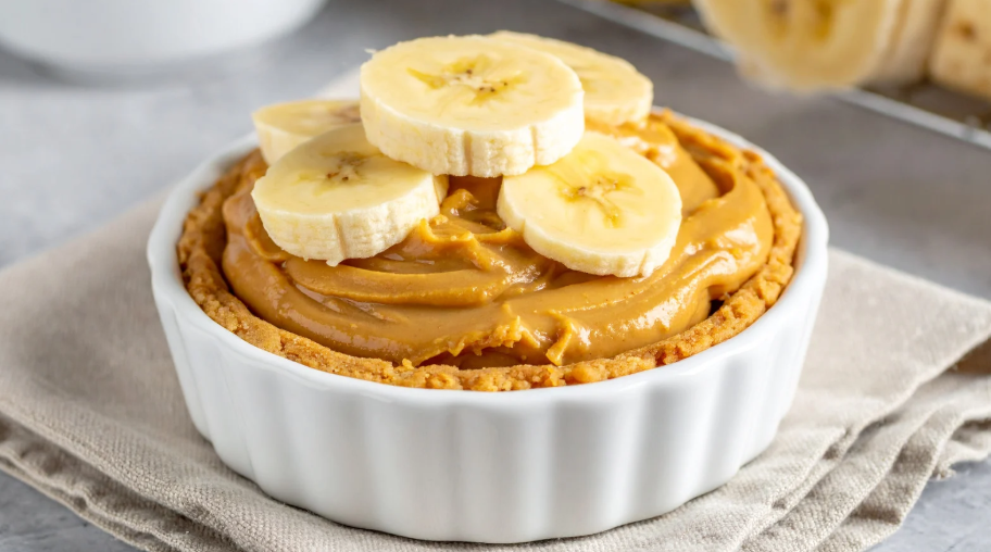 egy tál mogyoróvajas, banános sütemény