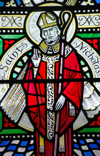 Szent Miklós üveg kép