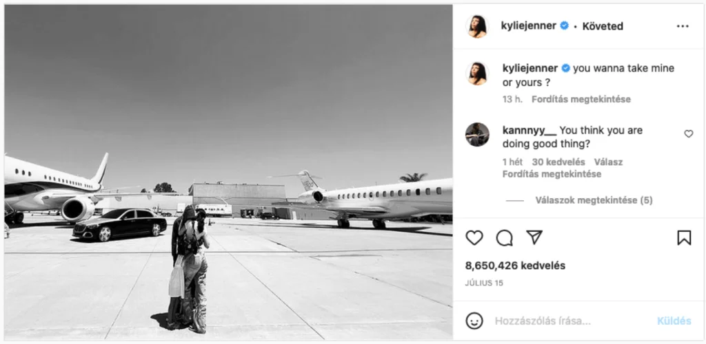 kylie jenner és travis scott magángépeikkel