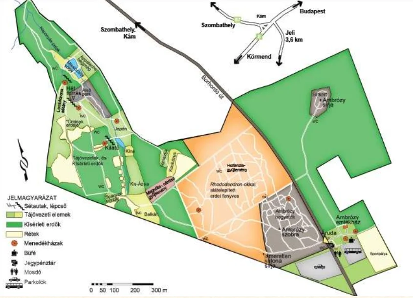 A Jeli Arborétum térképe